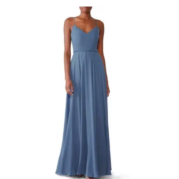 Jenny Yoo Dresses & Skirts - Jenny Yoo Size 8 Slate Blue Inesse Strappy Floor Length Gown